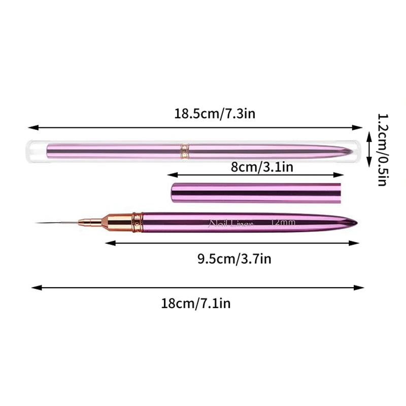 Nail Needle Tube Pulling Pen Purple Metal Pole Pull Special Pen Colorful Painting Pen Nail Hook Pen Nail Art Liner Brushes