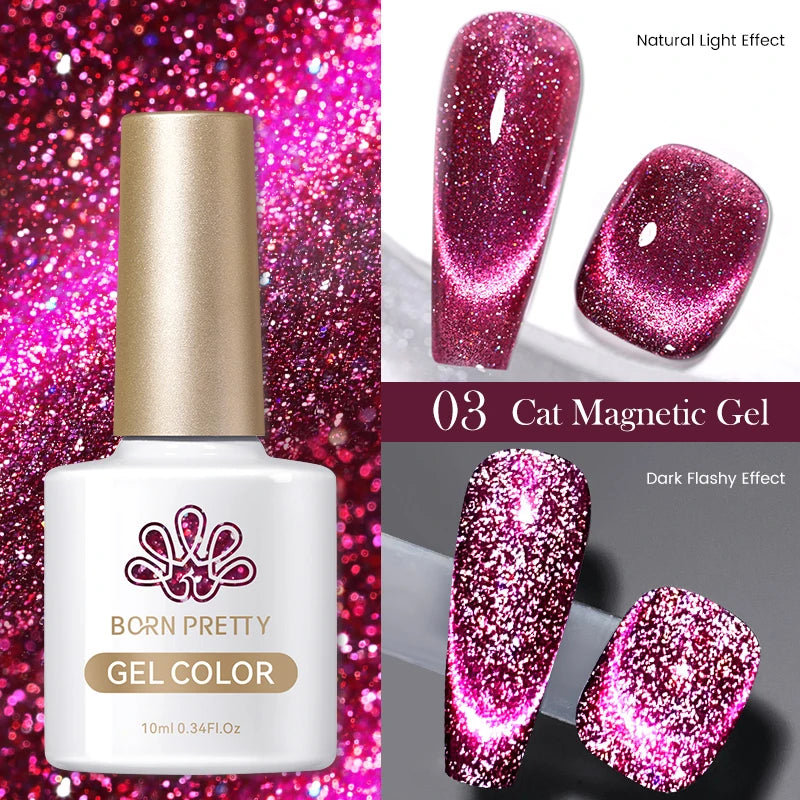 BORN PRETTY 10ml Brown Red Water Light Cat Magnetic Gel Nail Polish