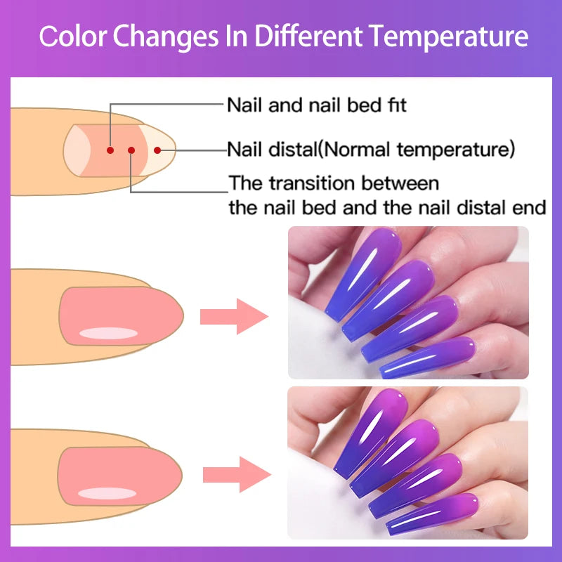 Thermal Gel Nail Polish Nude Pink Winter Grey Gradient Temperature Color Changing Varnish