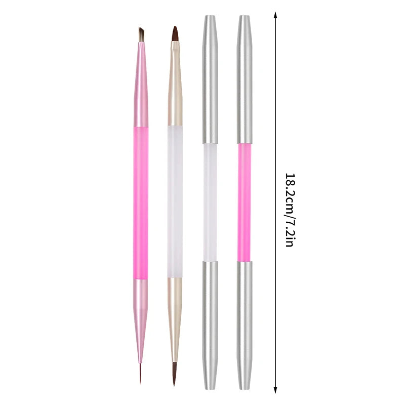 Nail Painting Uv Gel Drawing Embossing Brush Triangle Pen Double Headed Manicure Dotting Builder Tool For Nail Salon