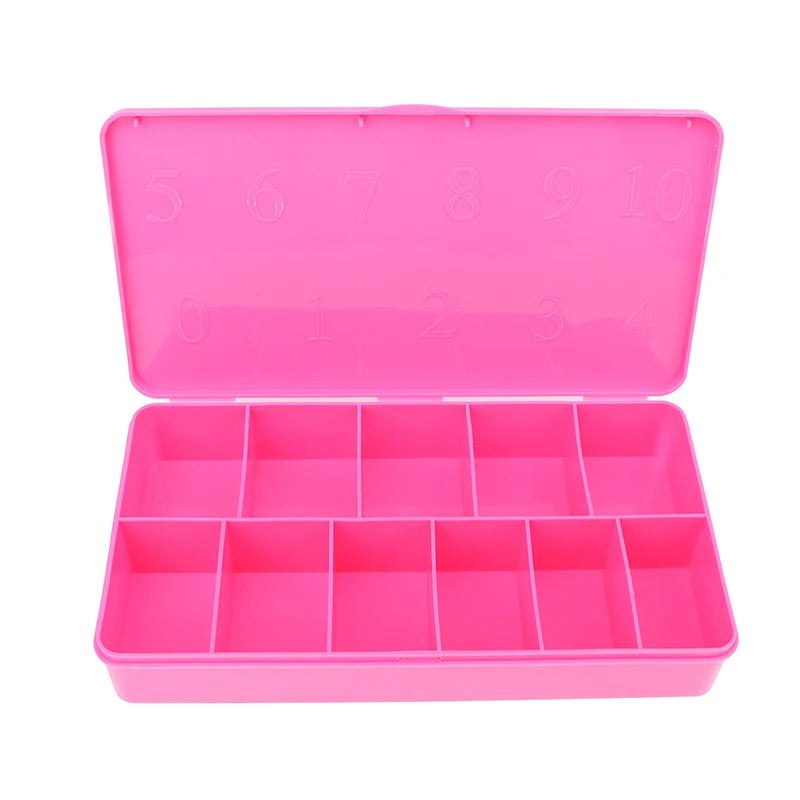 1pcs 2 Size Fake Nail Box Nail Tip Empty Box Multicolour Nail Art Case Container Box Acrylic Storage Case 11 Grids Tool