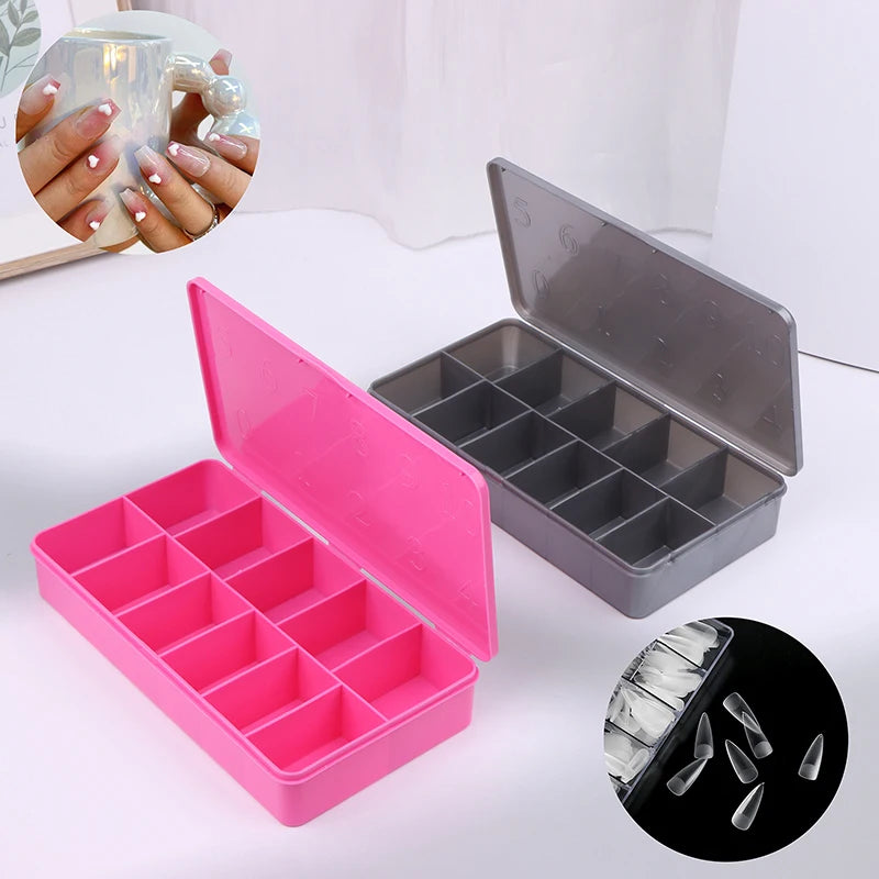 1pcs 2 Size Fake Nail Box Nail Tip Empty Box Multicolour Nail Art Case Container Box Acrylic Storage Case 11 Grids Tool