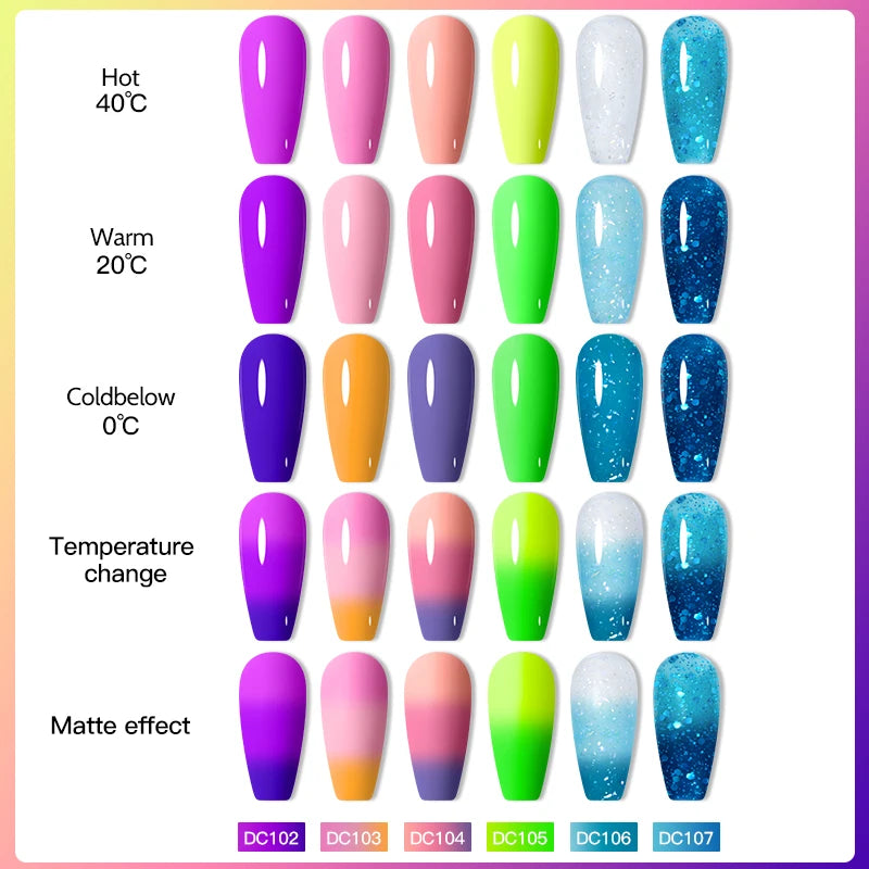 Thermal Gel Nail Polish 7ml Semi Permanent Temperature Color Changing Glitter Thermo S