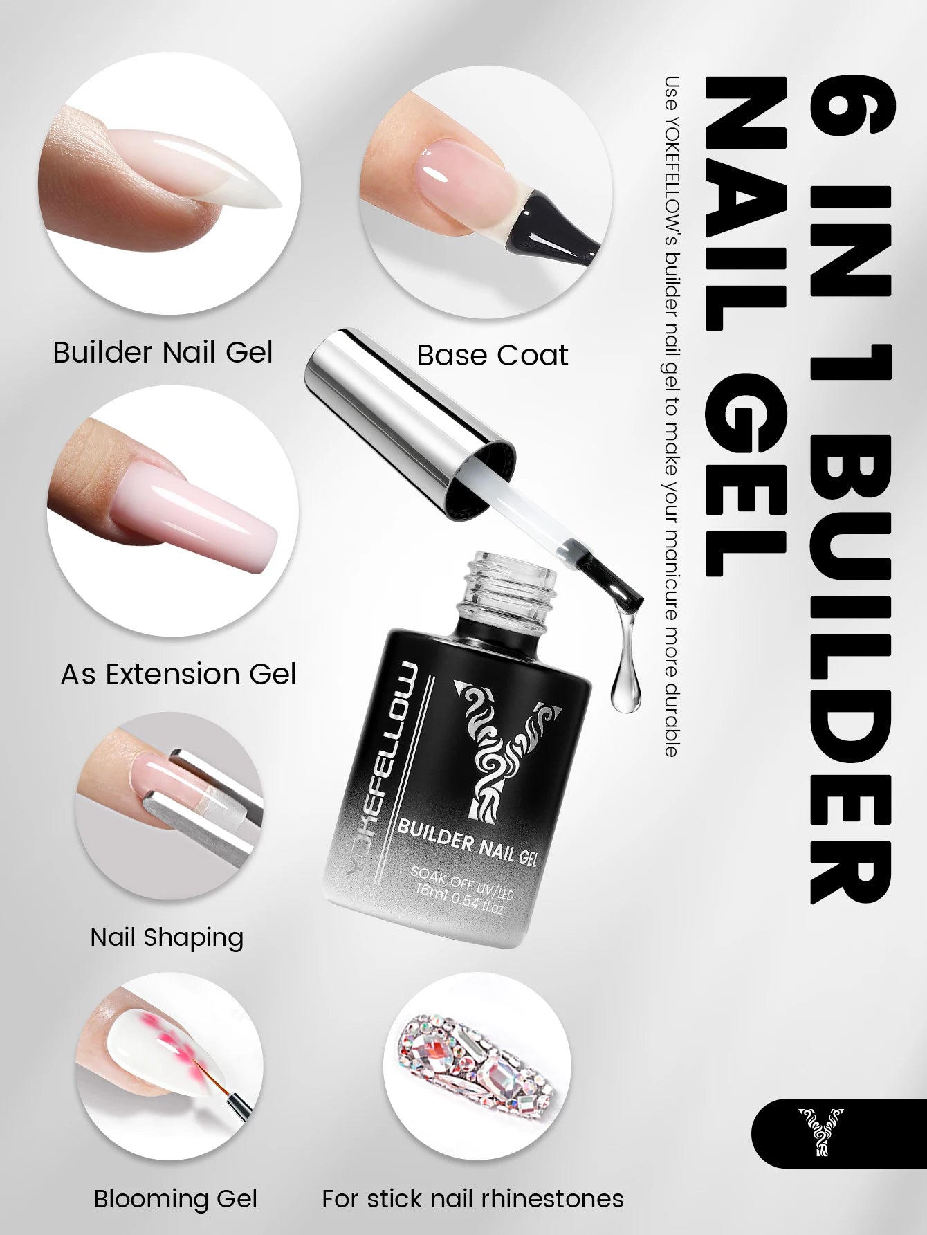 6 IN 1 Builder Base Top Coat Nail Gel Polish