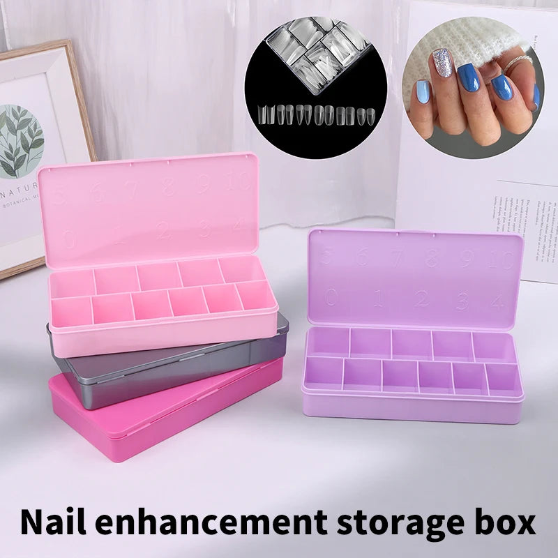 1pcs 2 Size Fake Nail Box Nail Tip Empty Box Multicolour Nail Art Case Container Box Acrylic Storage Case 11 Grids Tool