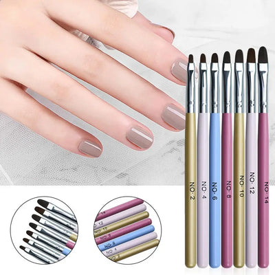 7Pcs Nail Brush Rainbow Rod Nail Pen Kit Rounded Head Manicure Pen Set Lightweight Nail Art Drawing Liner for Female 