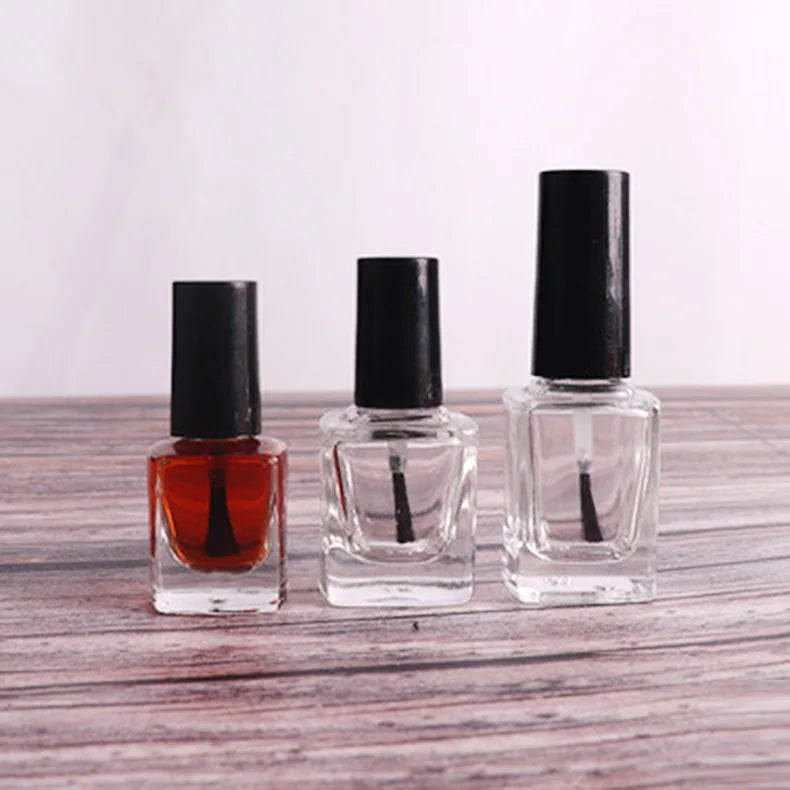 5PCS Clear Glass Nail Polish Bottle With Brush Empty Cosmetic Containers Refillable  Nail Art Containers Travel Portable Vials