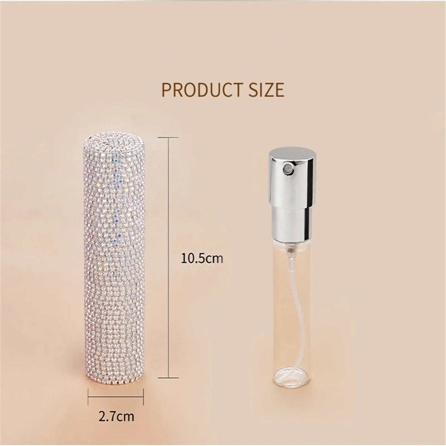 10ml Perfume Bottle Spray Bottle Glass Diamond-Encrusted Empty Cosmetics Sample Mini Refillable Sprayer Makeup Tool