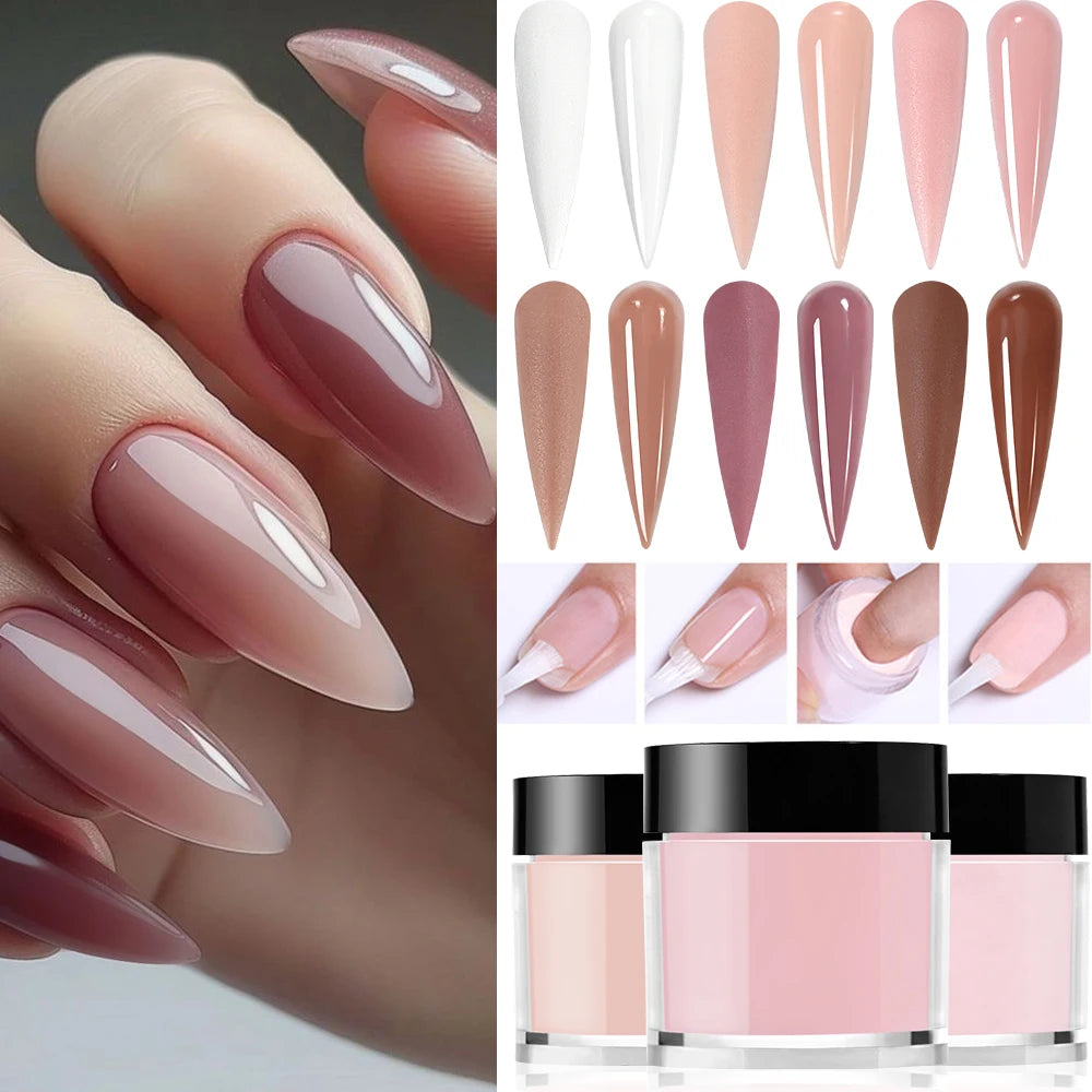 12Colors Acrylic Nail Powder Nude Pink/White Manicure Dip Powder for Acrylic Nail Extension