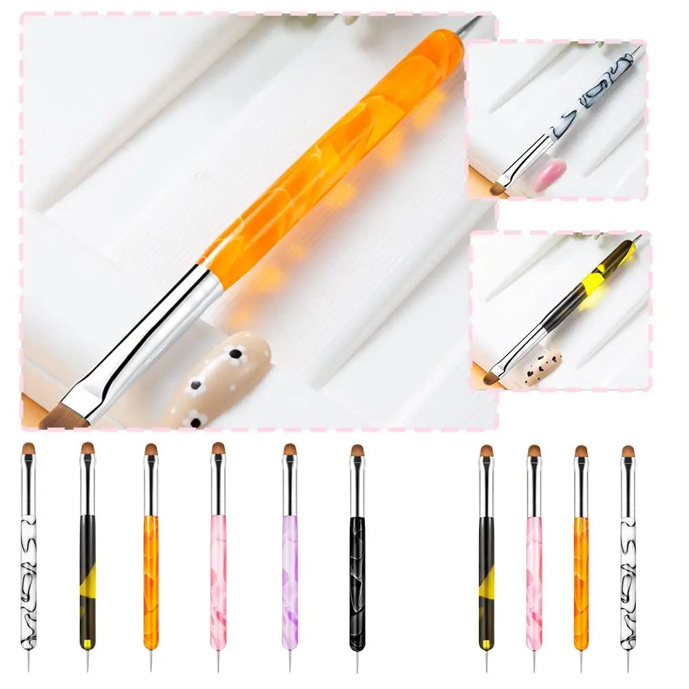 New Upgrade French Nail Art Brush Dual Head Nail Dotting Pen Rhinestones Crystal Picking Acrylic Brushes For Manicure