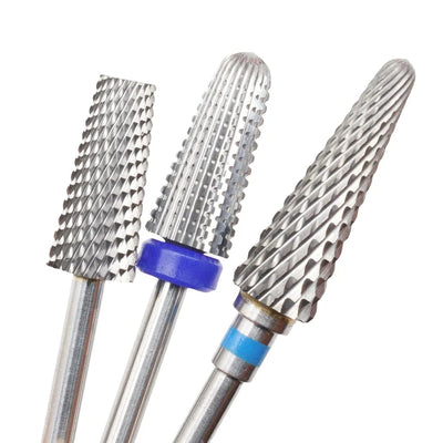 1pcs Tungsten Carbide Nail Drill Bits Set Cross-Tooth Straight Blade Tip Rotary Burr Milling Cutters Electric Nail File Machine