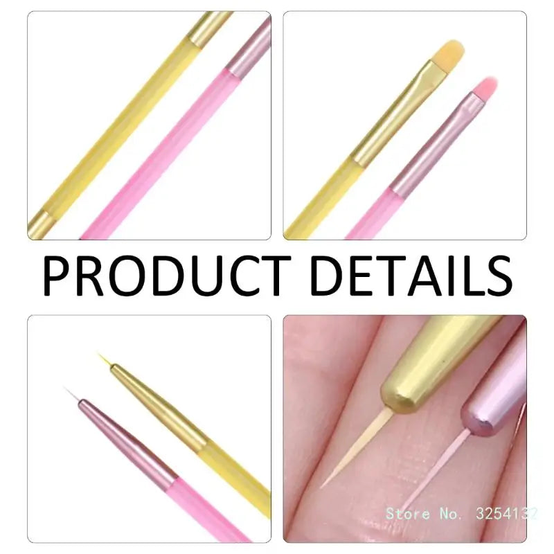 Double Ended Nails Art Brushes Acrylic Nail Designs Nail Striping Brush for Fine Lines Painting Pen Dotting Drawing Tool