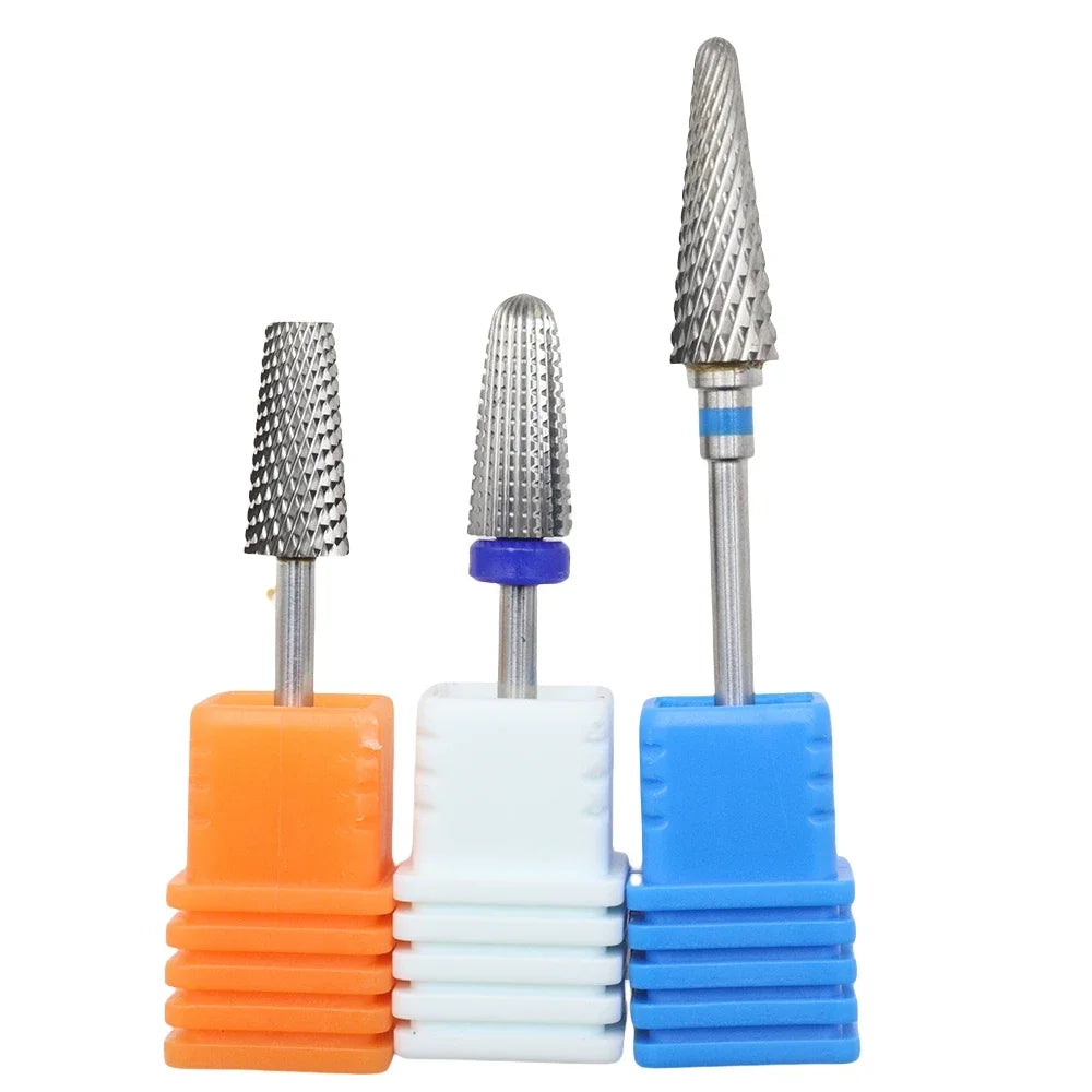 1pcs Tungsten Carbide Nail Drill Bits Set Cross-Tooth Straight Blade Tip Rotary Burr Milling Cutters Electric Nail File Machine