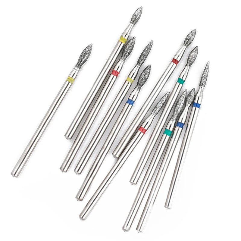 11Pcs Diamond Nail Drill Bits Milling Cutter For Manicure Left Right Rotary Cuticle Files Buffer DIY Nails Accessories Tools