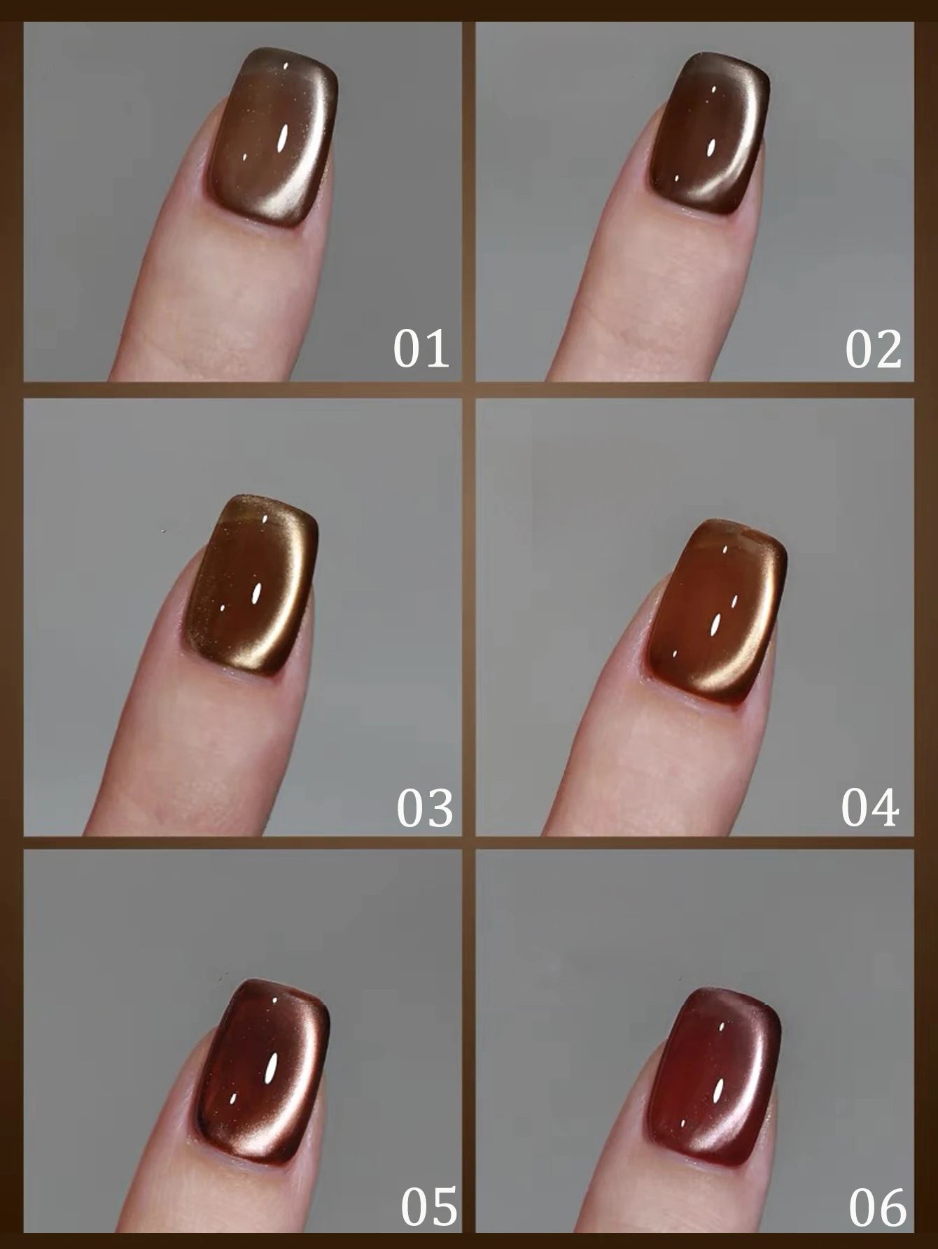 Autumn Winter Maillard Caramel Amber Glass Bead Cat Eye Gel Nail Polish