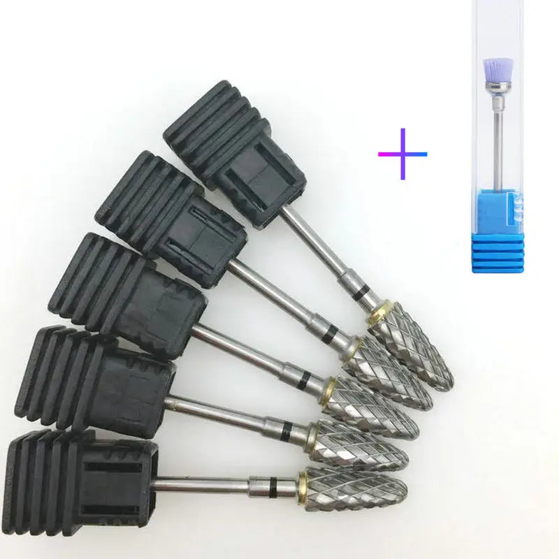 5pcs Ceramic Nail Drill Bit Gold Shank Milling Cutter Bur Electric Manicure Machine Accessories Bits Nail Art Tools