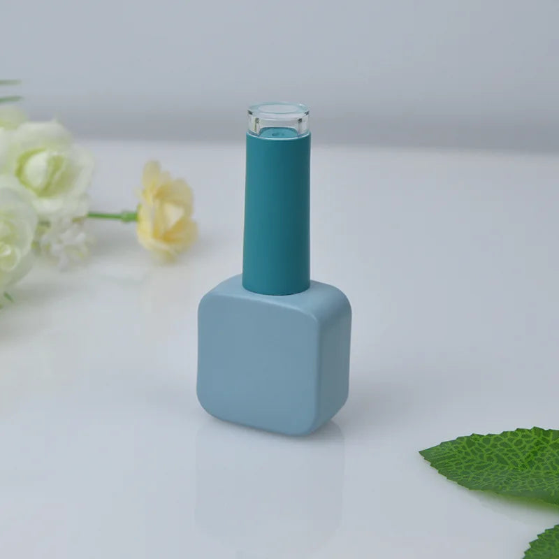 10ml 15ml Colorful Glass Nail Polish Bottle Refillable Empty Nail Gel Container With Lid Brush Cosmetic Nail Oil Packing Bottle