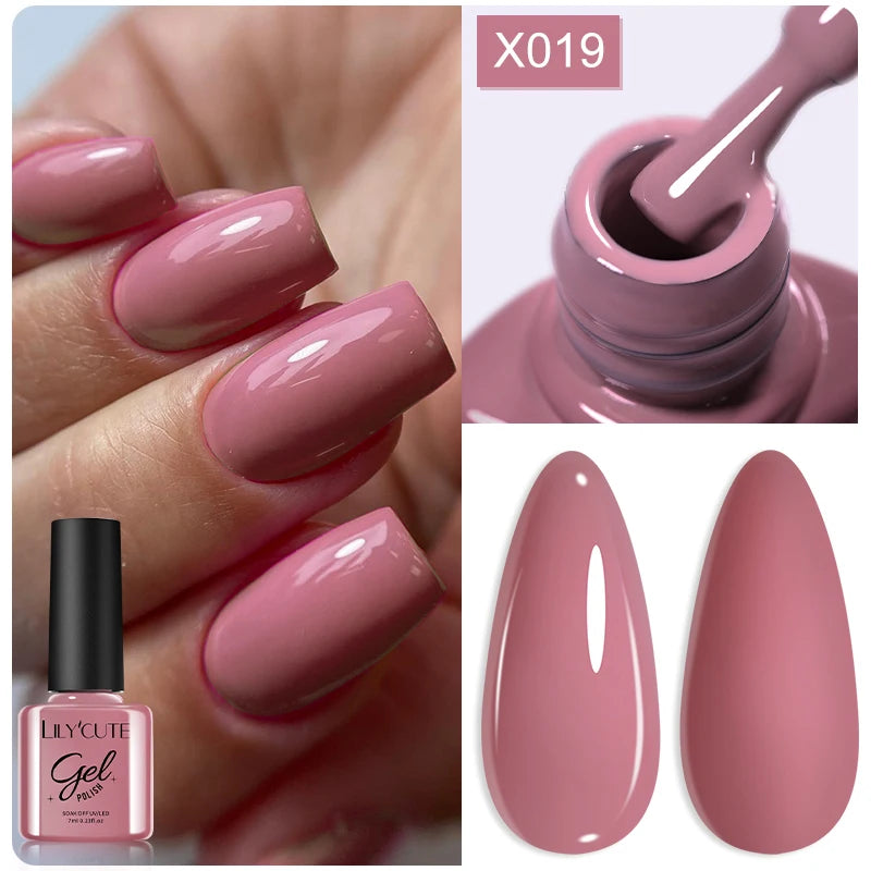 7ml Autumn Nude Pink Red Gel Nail Polish Colorful Semi Permanent