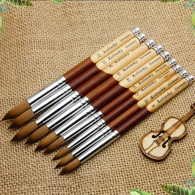 TIANMI Wood Handle Kolinsky Hair Nail Brush Acrylic Nail Art Brushes Gel Polish Builder Pen Nail Care Tools Drawing Brushes