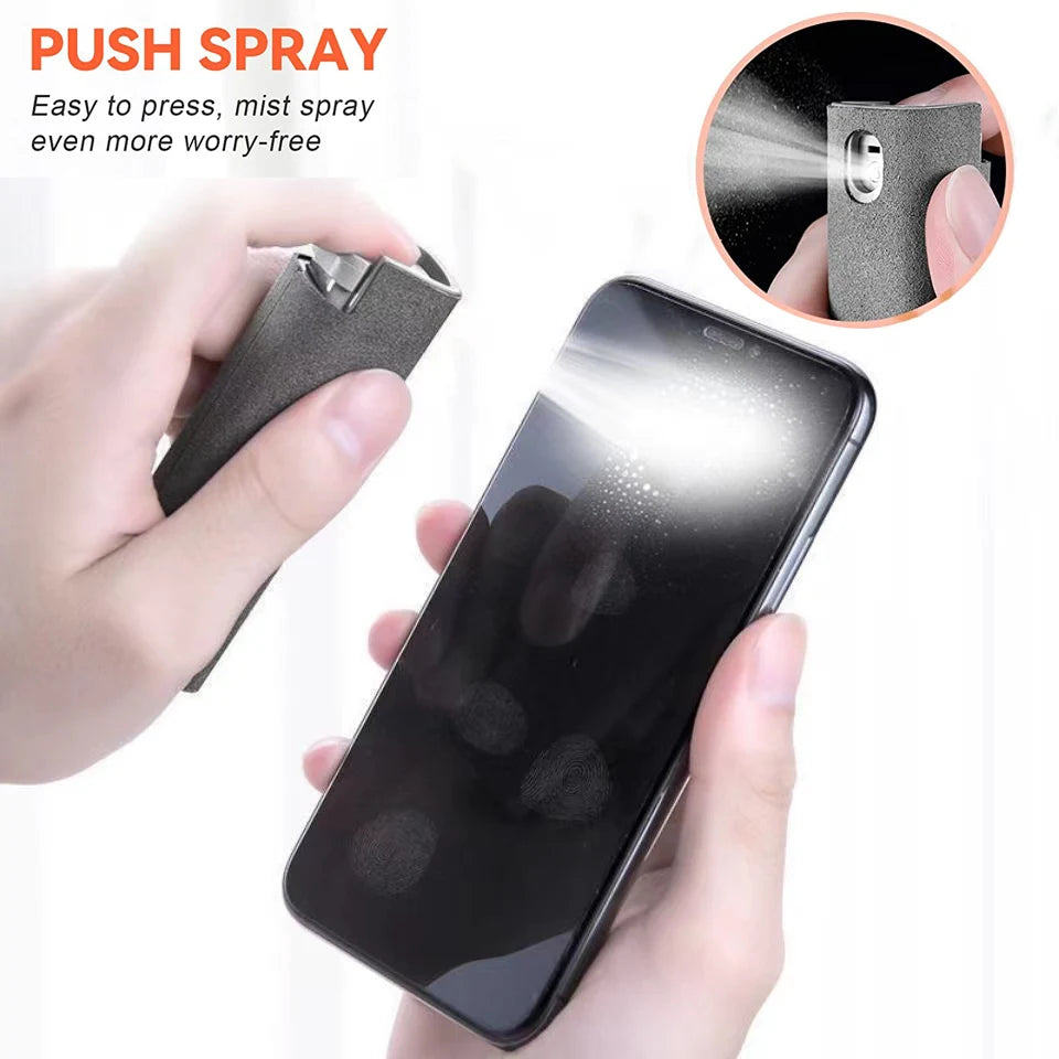 2 In 1 Multi Screen Cleaner Spray Bottle Portable Reusable Mobile Phone Tablet PC Laptop Screen Dust Remover Microfiber Cleaners