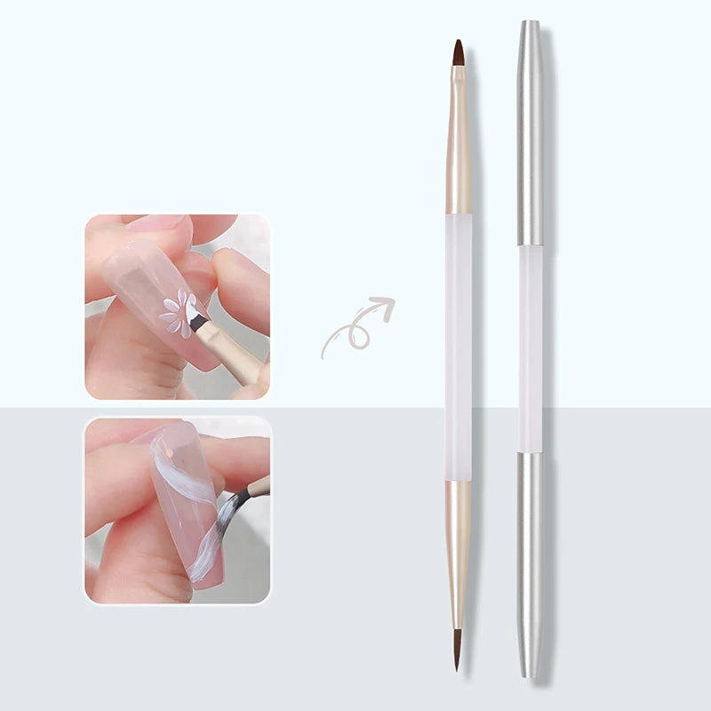 Nail Painting Uv Gel Drawing Embossing Brush Triangle Pen Double Headed Manicure Dotting Builder Tool For Nail Salon