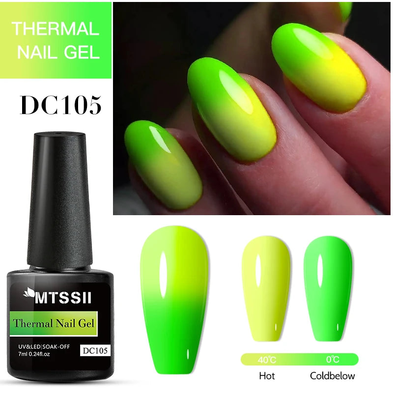 7ml Auroras Thermal Rubber Base Gel Polish Gradient Color Changing Chrome