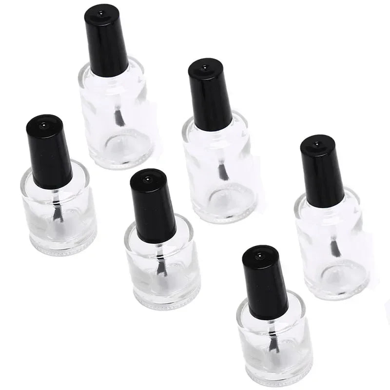 5PCS Clear Glass Nail Polish Bottle With Brush Empty Cosmetic Containers Refillable  Nail Art Containers Travel Portable Vials