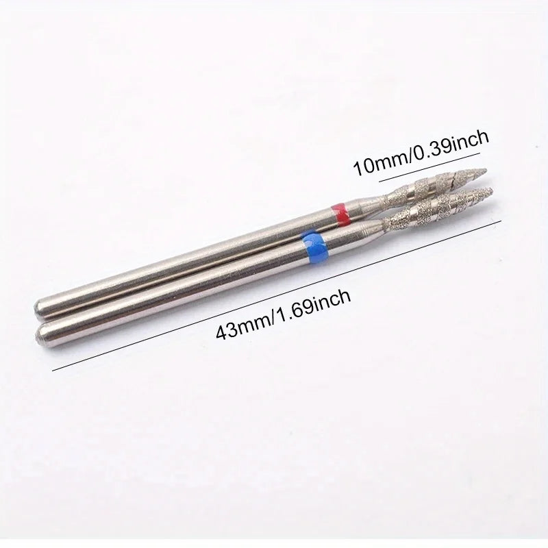 1/2Pcs/Box Tornado Flame Diamond Nail Drill Bit Milling Cutters Pedicure Diamond Burrs for Electric Polisher Accessories Tools