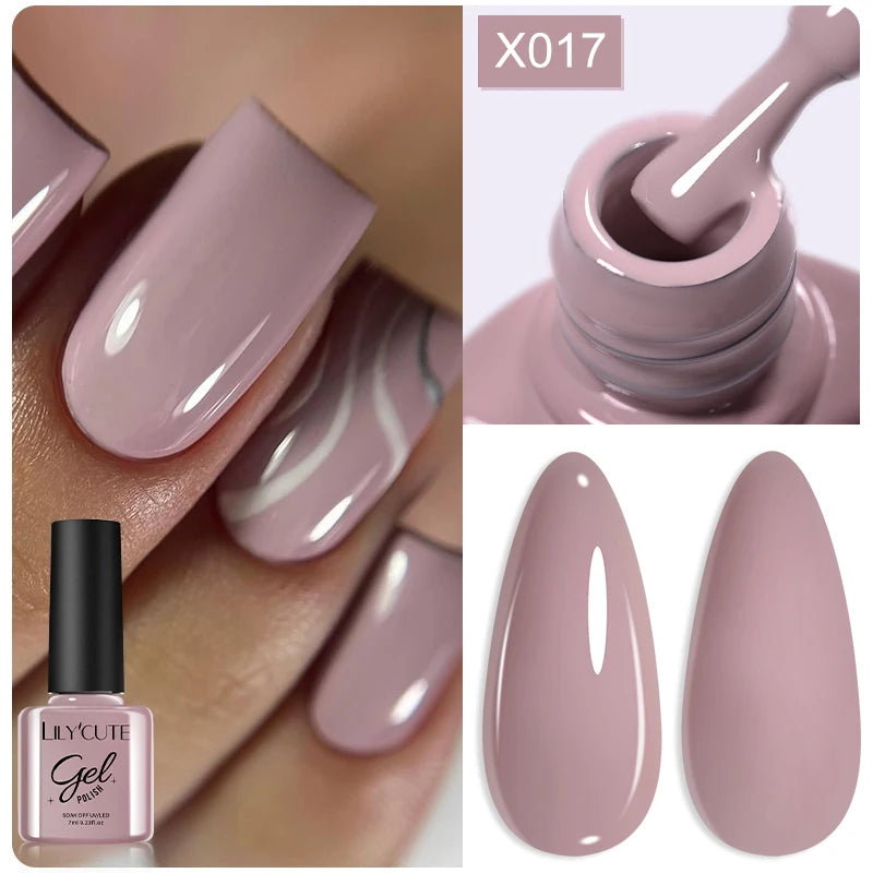 7ml Autumn Nude Pink Red Gel Nail Polish Colorful Semi Permanent