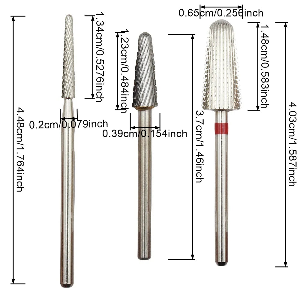 1pcs Silver 2way Nail drill bit Safety Universal Tungsten Steel Nail Art Drill Bits for Quick and Painless Nail - Left and Right