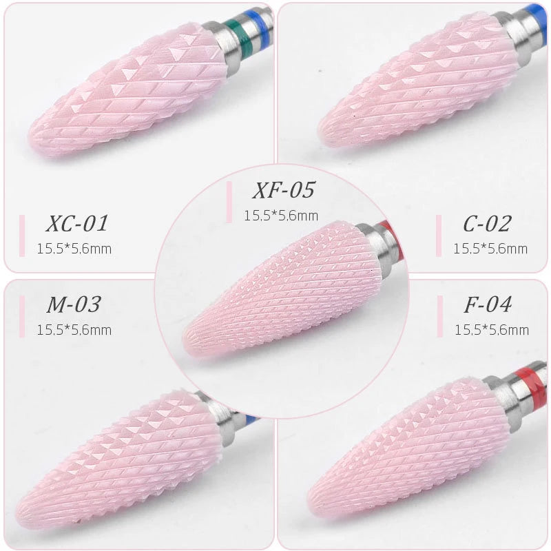 2.35mm Nail Cone Tip Ceramic Drill Bits Electric Cuticle Clean Rotary for Manicure Pedicure Grinding Head Sander Tool