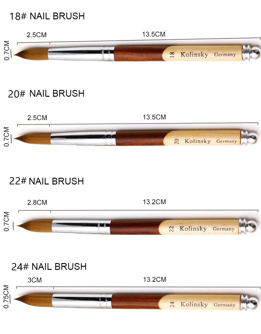 TIANMI Wood Handle Kolinsky Hair Nail Brush Acrylic Nail Art Brushes Gel Polish Builder Pen Nail Care Tools Drawing Brushes