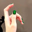 WS Autumn And Winter Green Glass Bead Cat Eye Gel Nail