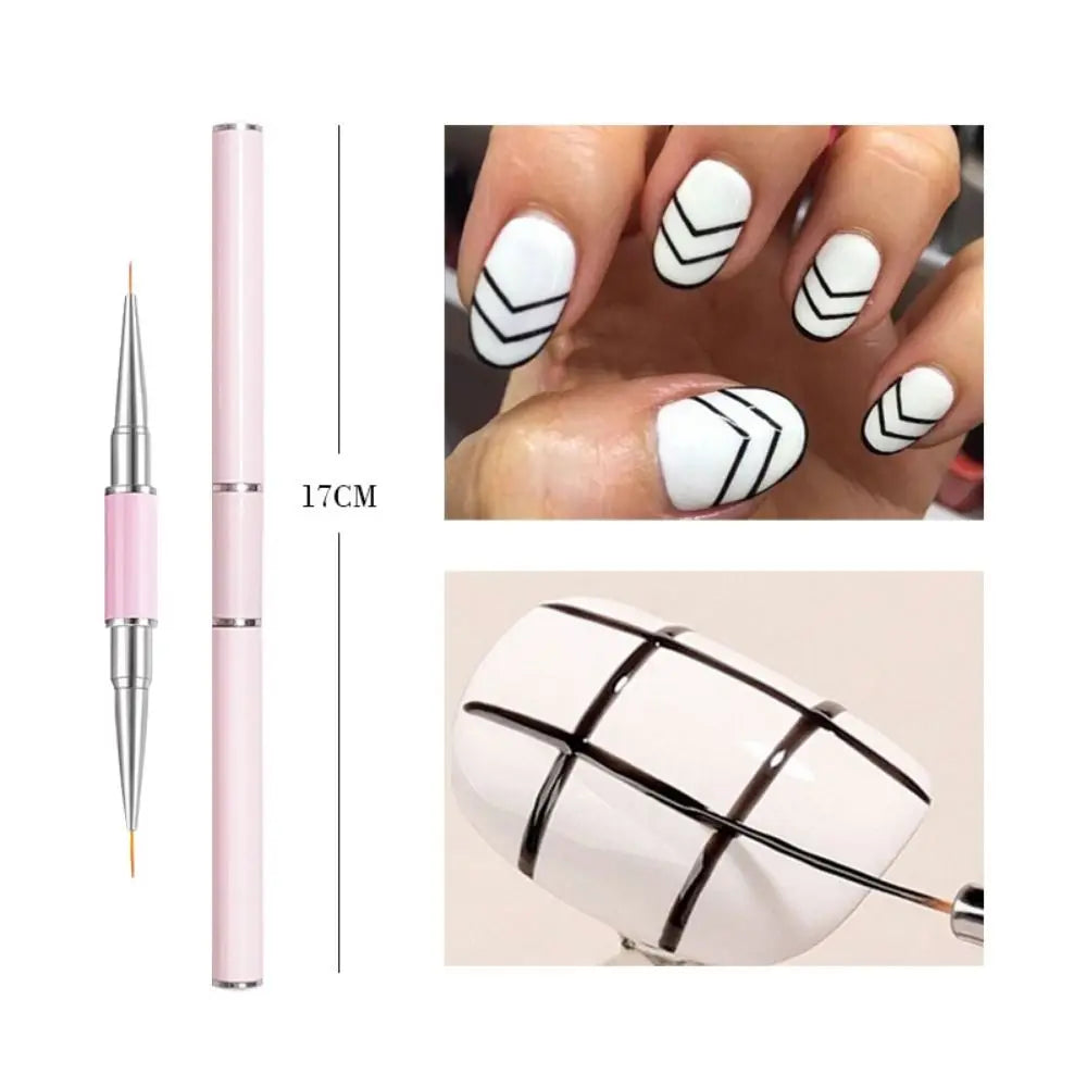 Dual-ended Acrylic Nail Art Brushes Set Professional Gel Polish Thin Liner Flower Painting Drawing Manicure DIY Tool Accessory