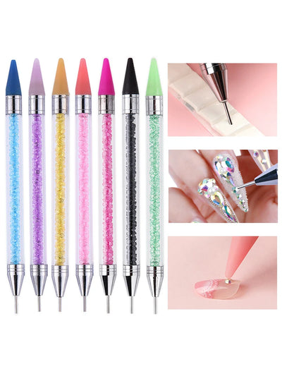 1pc Dual Ended Nail Dotting Pen Crystal Beads Handle Rhinestone Studs Picker Wax Pencil Gel UV Brush Manicure Nail Art Tools