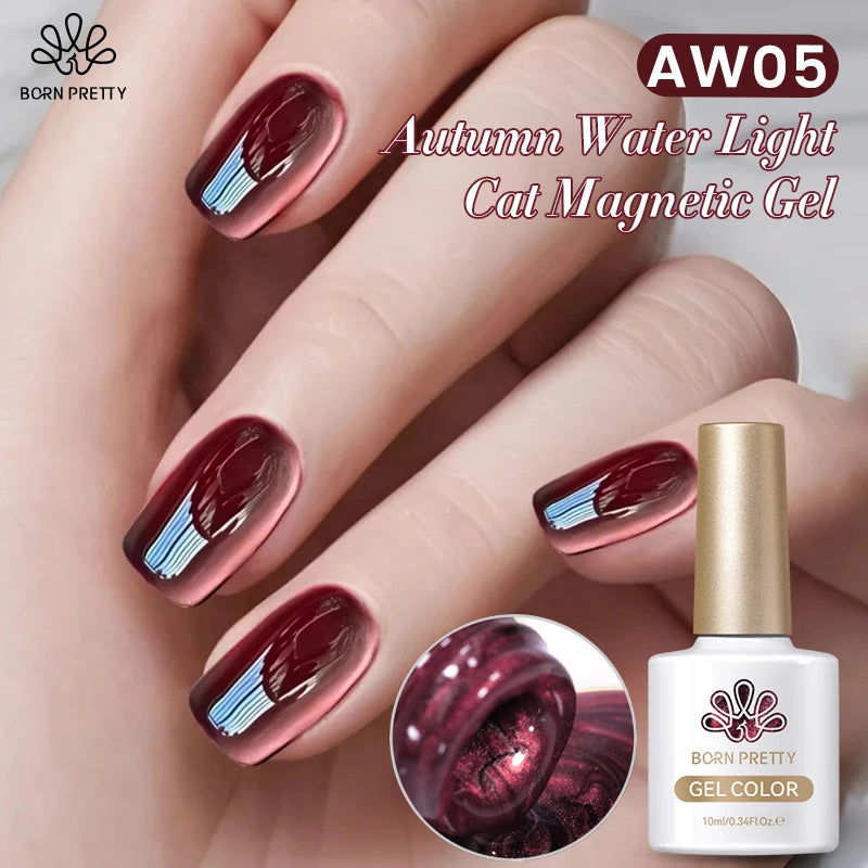 BORN PRETTY 10ml Brown Red Water Light Cat Magnetic Gel Nail Polish