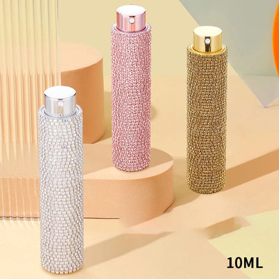 10ml Perfume Bottle Spray Bottle Glass Diamond-Encrusted Empty Cosmetics Sample Mini Refillable Sprayer Makeup Tool