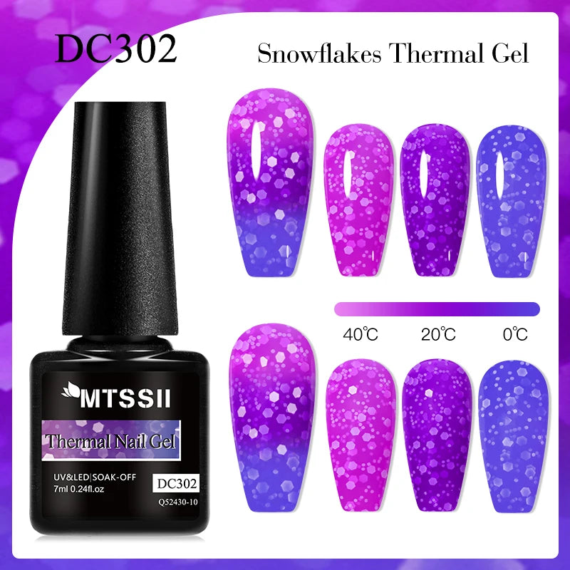 7ml Auroras Thermal Rubber Base Gel Polish Gradient Color Changing Chrome