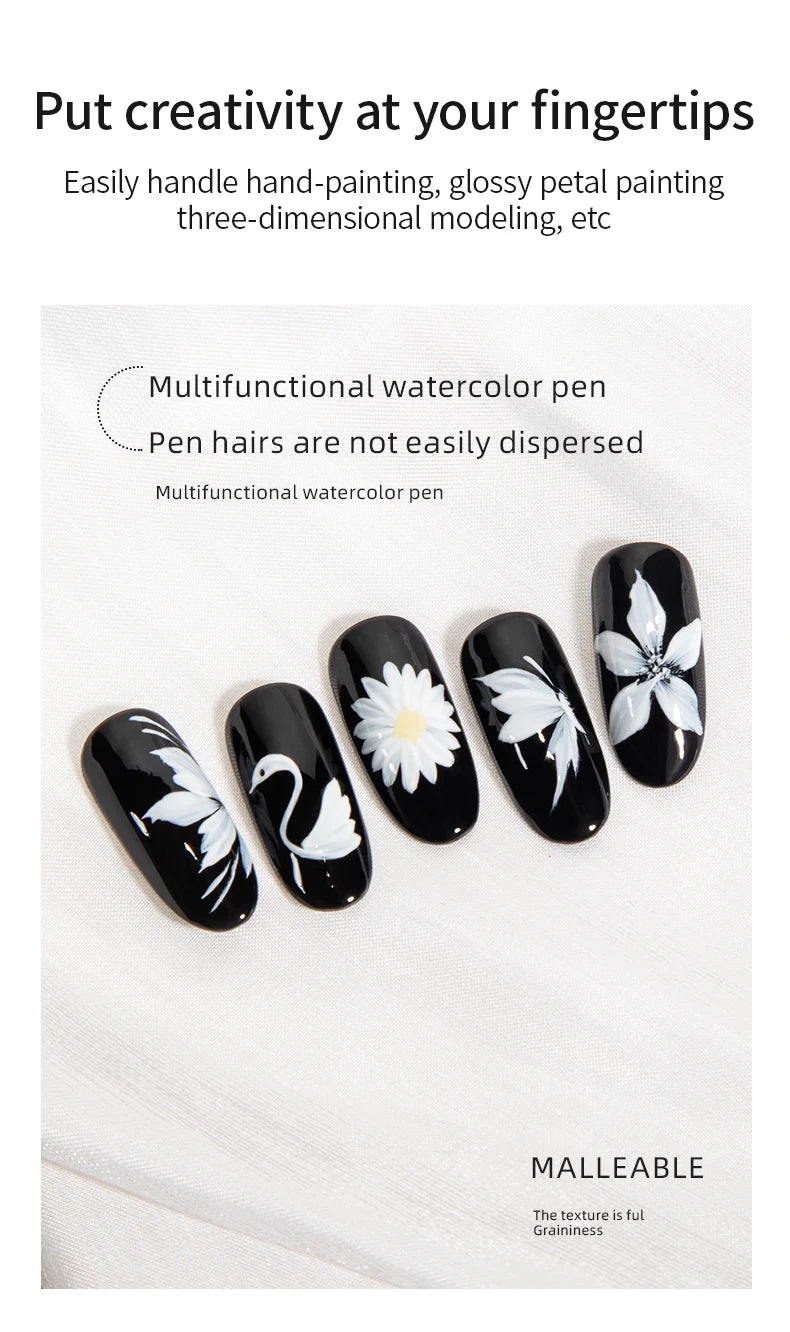 RS Nail Art Painting Brush Acrylic Lines Pen Stripes Grid Flower Butterfly Drawing Watercolor Brushs DIY Design Manicure Tools