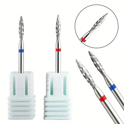 1/2Pcs/Box Tornado Flame Diamond Nail Drill Bit Milling Cutters Pedicure Diamond Burrs for Electric Polisher Accessories Tools