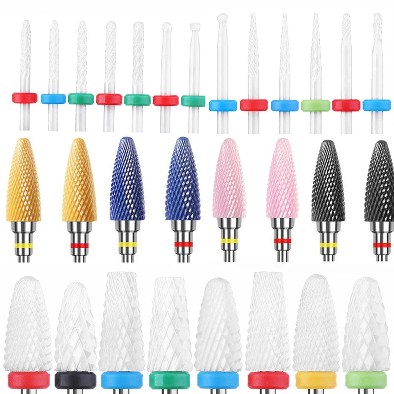 Ceramic Milling Cutter Nail Drill Bits Electric Manicure Nail Files Buffer Grinding Polish Bits Mills Cutter Tool Accessories