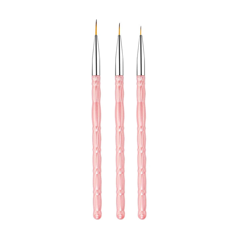 3Pcs 7/9/11mm Nail Brush Acrylic French Stripe Line Painting Drawing Flower Pen Gel UV Polish Manicure Tools