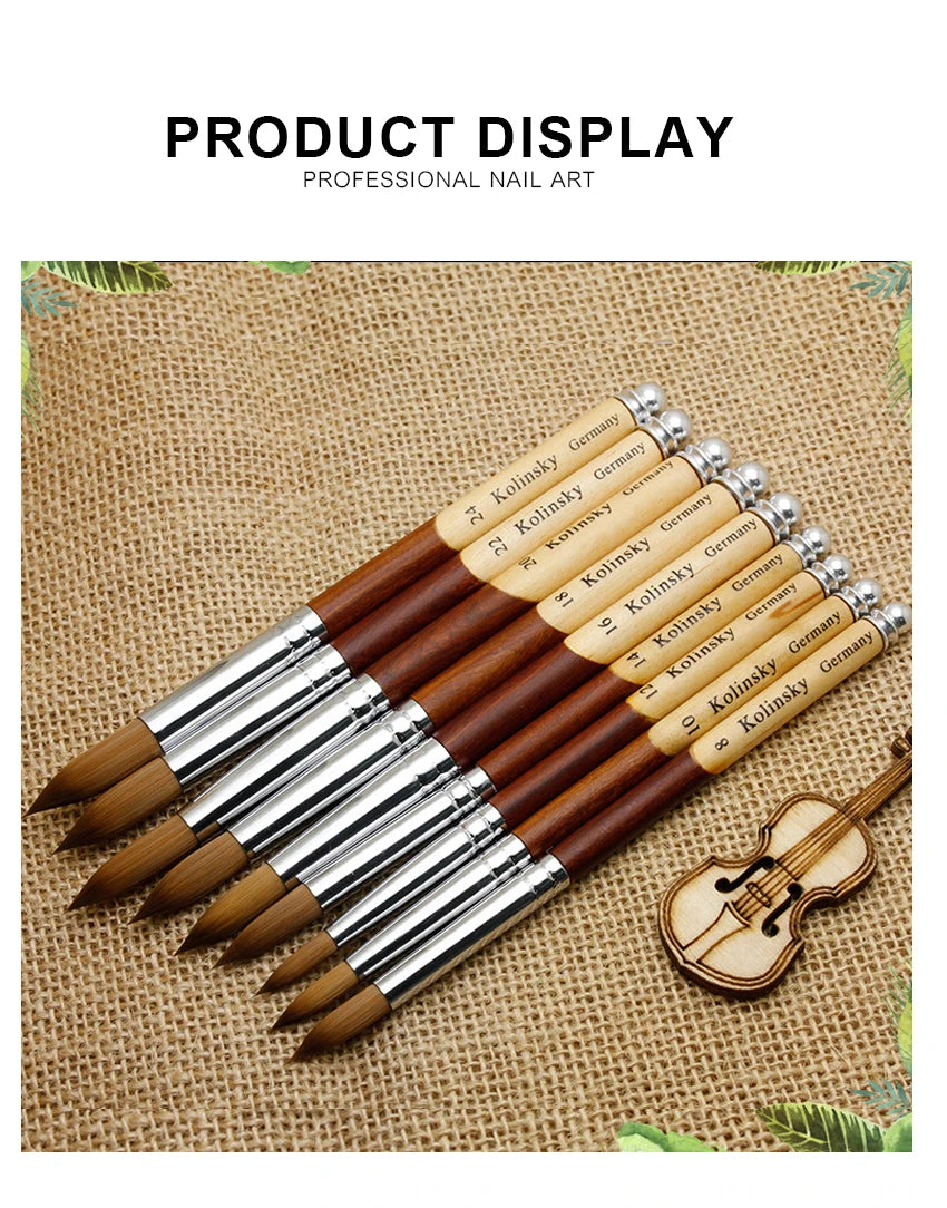 TIANMI Wood Handle Kolinsky Hair Nail Brush Acrylic Nail Art Brushes Gel Polish Builder Pen Nail Care Tools Drawing Brushes