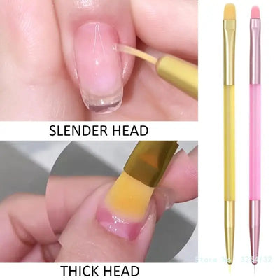 Double Ended Nails Art Brushes Acrylic Nail Designs Nail Striping Brush for Fine Lines Painting Pen Dotting Drawing Tool