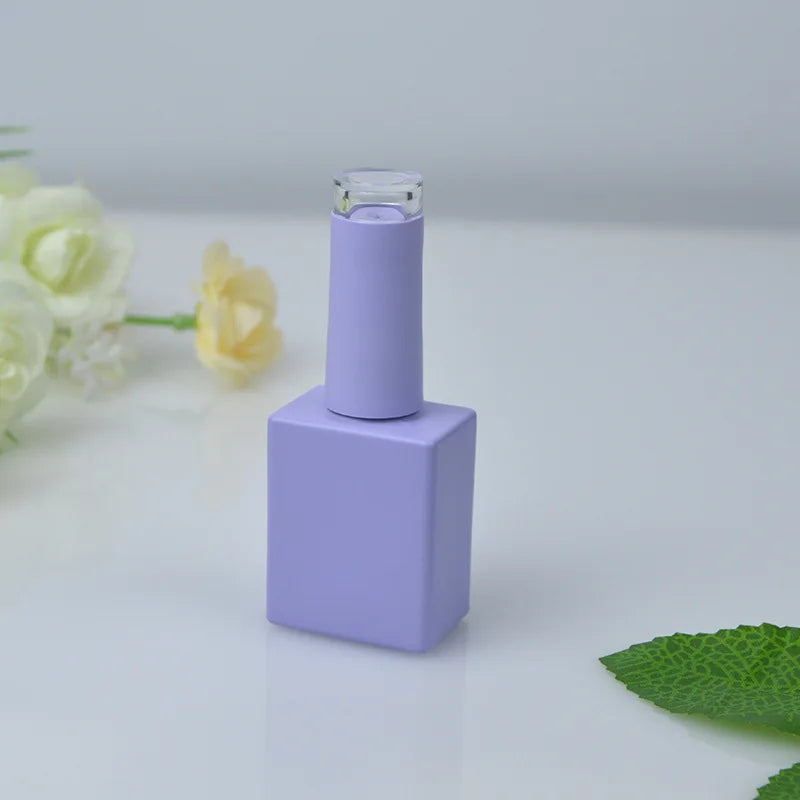 10ml 15ml Colorful Glass Nail Polish Bottle Refillable Empty Nail Gel Container With Lid Brush Cosmetic Nail Oil Packing Bottle