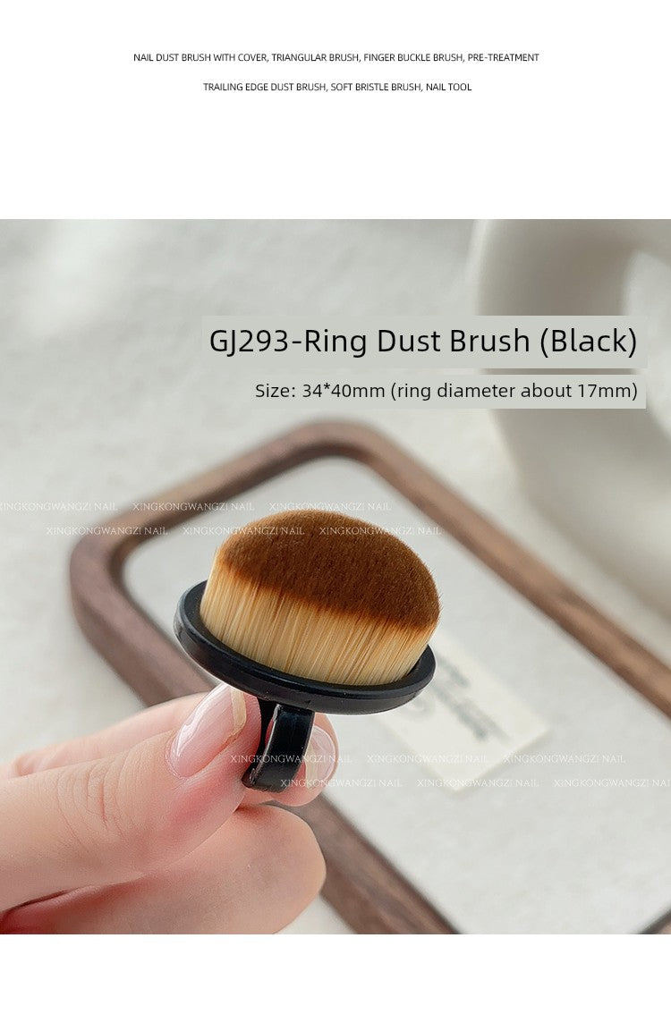 Nail Ring Front Dust Brush Rear Edge Dust Brush Finger Buckle Fine Soft Brush Nail Dust Removal Manicure Implement