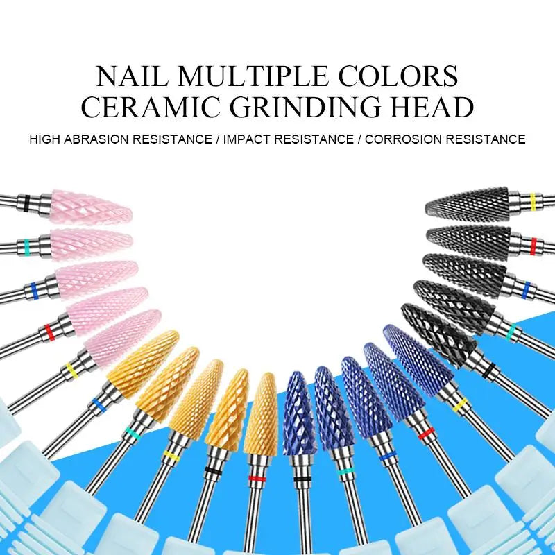 Ceramic Milling Cutter Nail Drill Bits Electric Manicure Nail Files Buffer Grinding Polish Bits Mills Cutter Tool Accessories