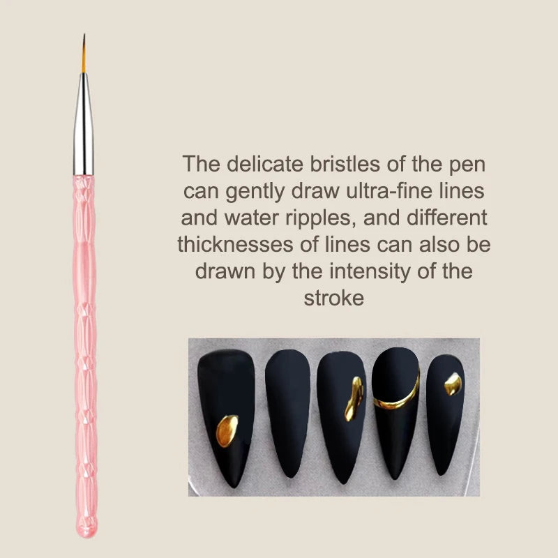 3Pcs 7/9/11mm Nail Brush Acrylic French Stripe Line Painting Drawing Flower Pen Gel UV Polish Manicure Tools