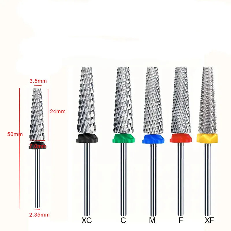 5 In 1 24mm Extra Long Tungsten Carbide Nail Drill Bits Safety Nail Salon Accessories, Efficient Removal Of Gel Polish Acrylic N