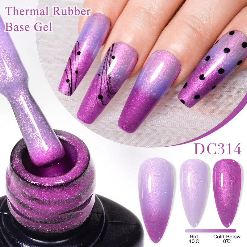 7ml Auroras Thermal Rubber Base Gel Polish Gradient Color Changing Chrome